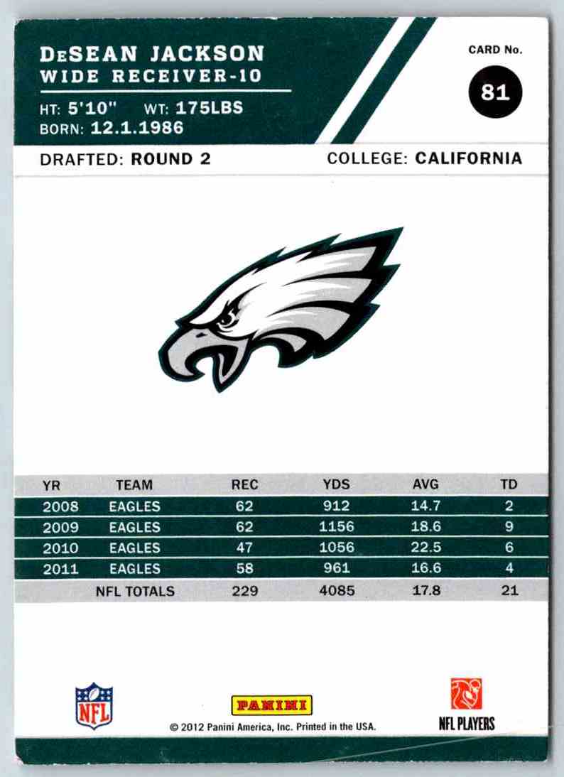 2012 Score DeSean Jackson