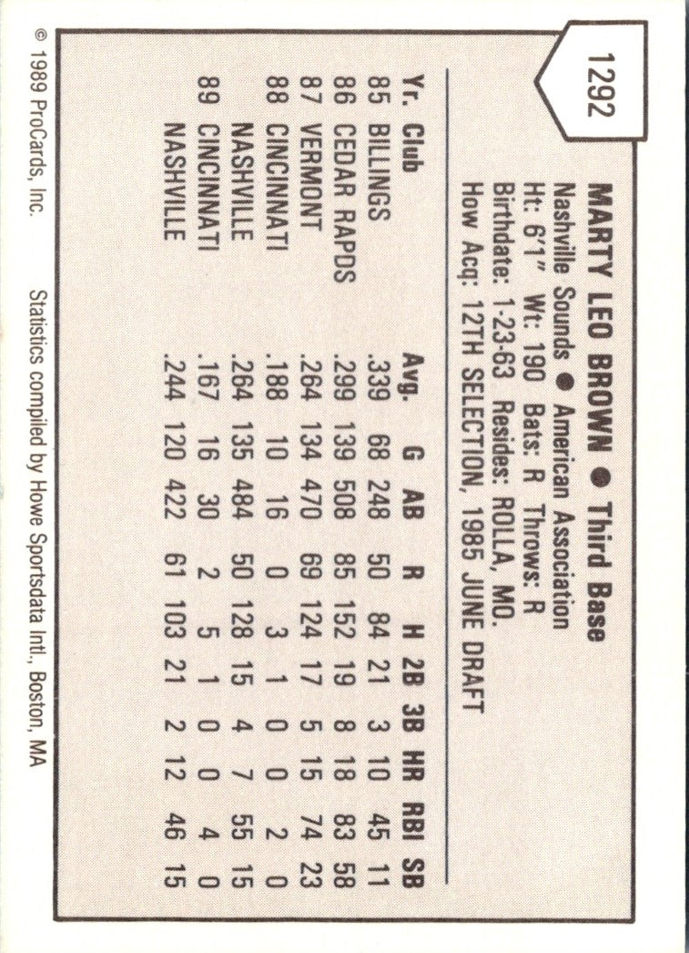 1989 ProCards Marty Brown