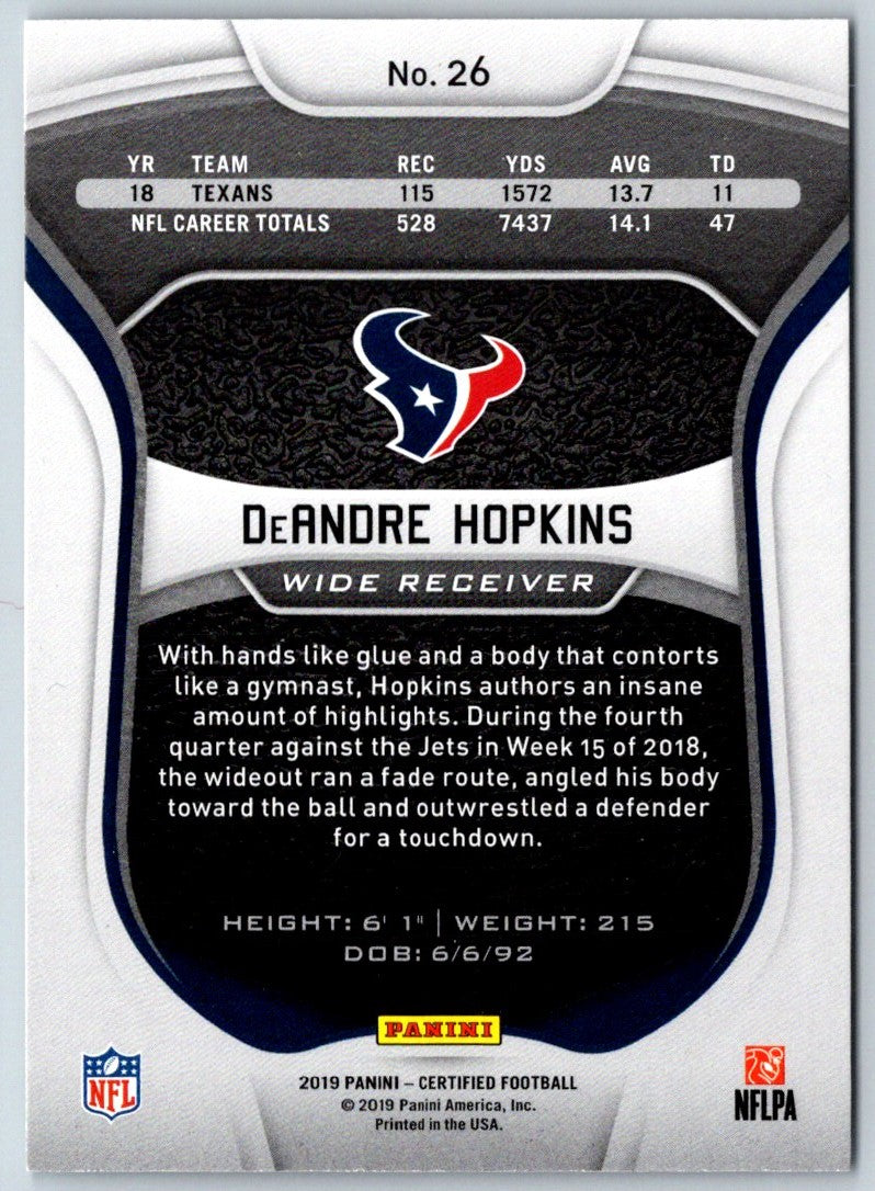 2019 Panini Certified DeAndre Hopkins