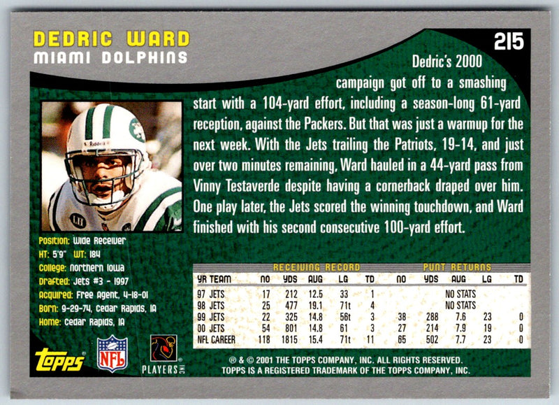 2001 Topps Dedric Ward