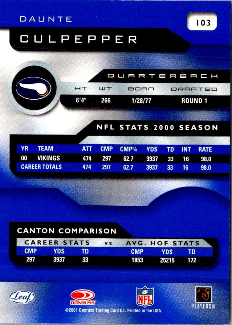 2001 Quantum Leaf Daunte Culpepper