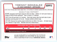 2012 Bowman Yoenny Gonzalez #BDPP72