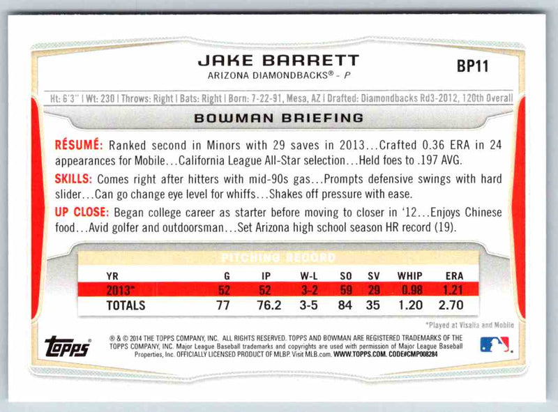 2014 Bowman Jake Barrett