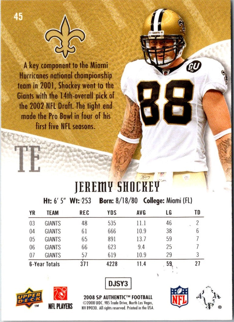 2008 Upper Deck Ultimate Collection Jeremy Shockey