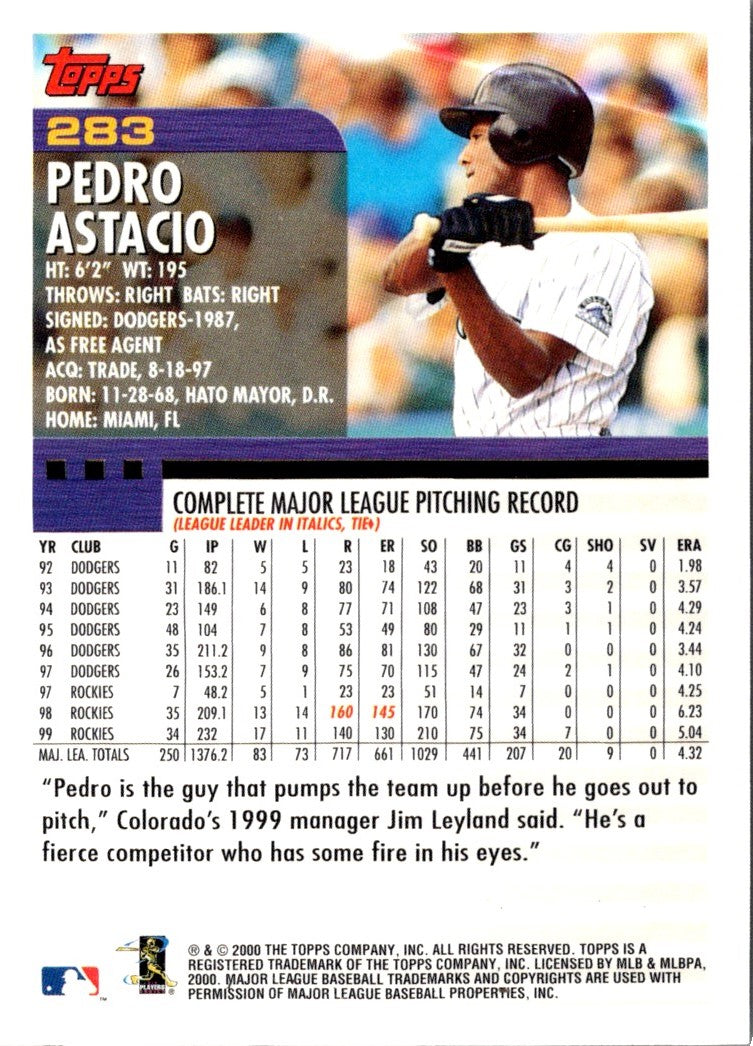 2000 Topps Pedro Astacio