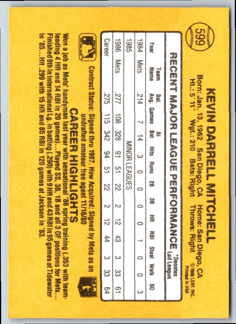 1987 Donruss Kevin Mitchell