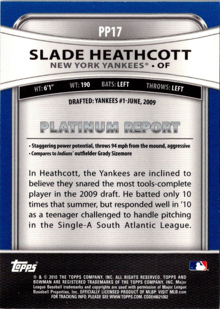 2010 Bowman Platinum Prospects Slade Heathcott