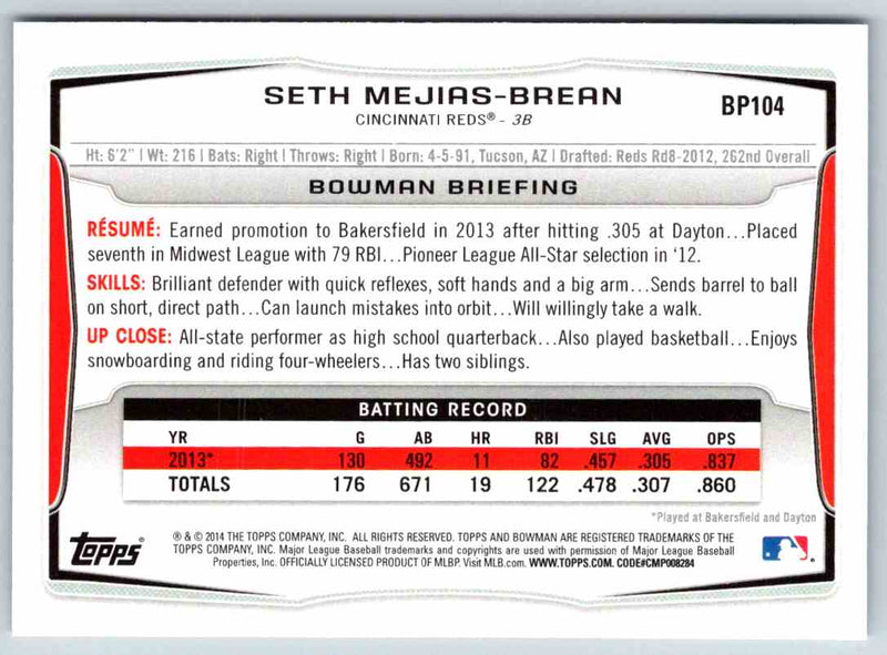 2014 Bowman Seth Mejias-Brean