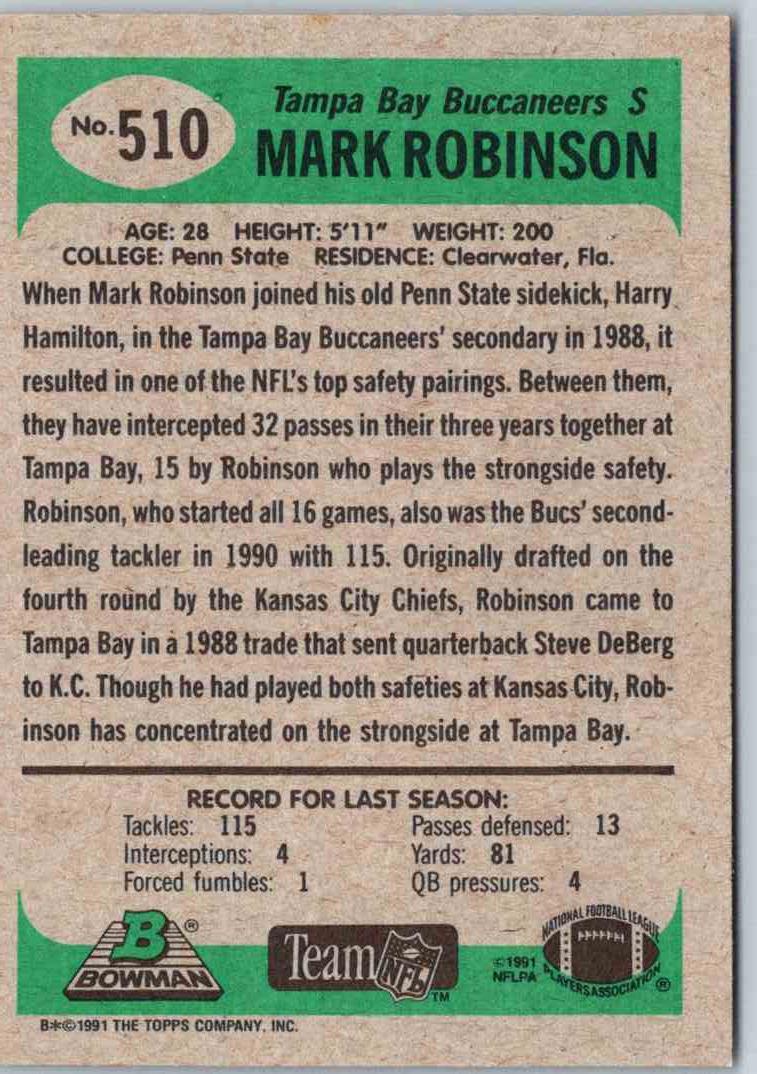 1991 Bowman Football Mark Robinson