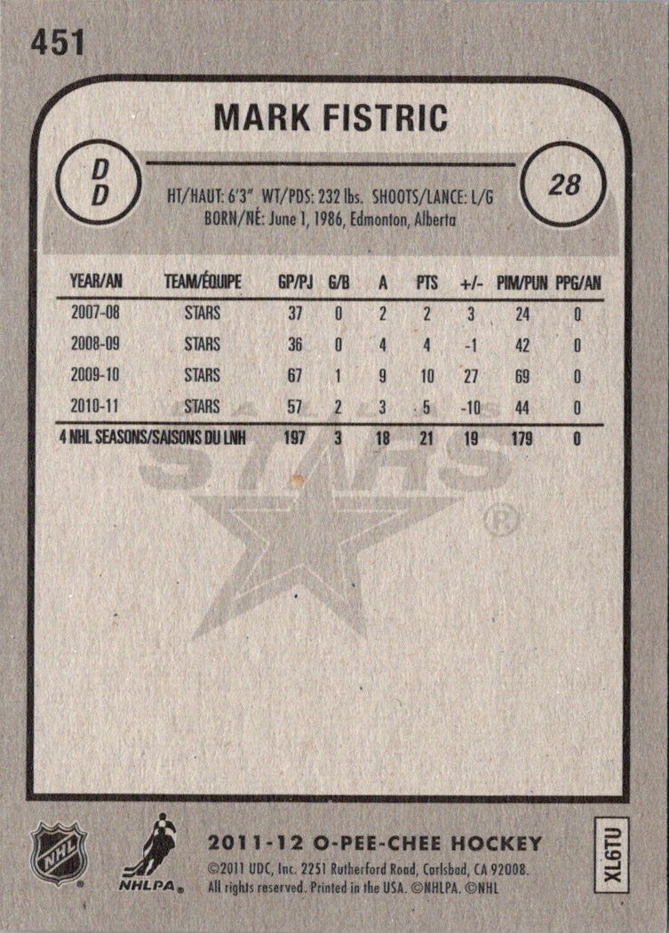 2011 O-Pee-Chee Mark Fistric