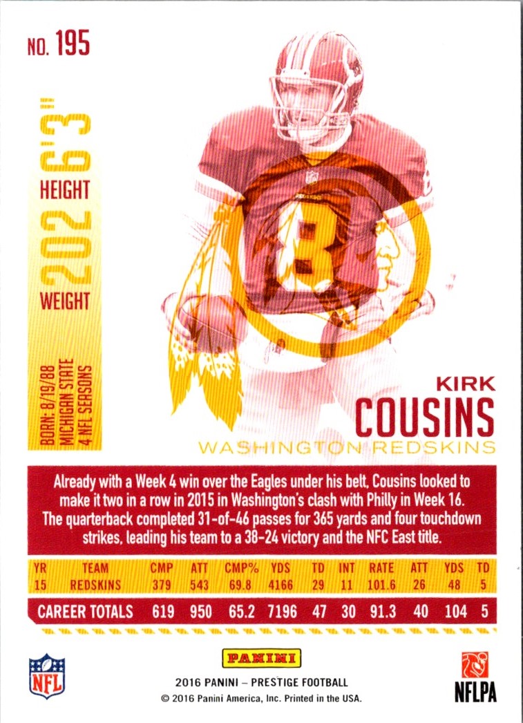 2016 Panini Prestige Kirk Cousins