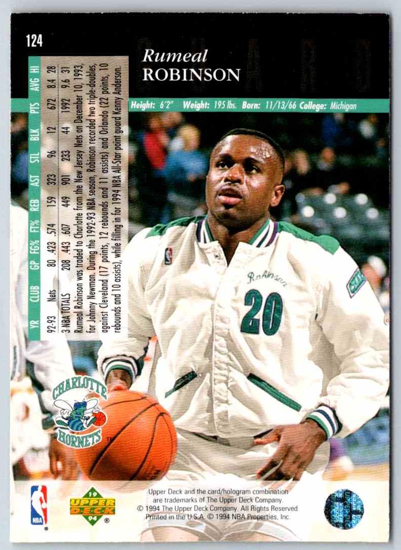 1995 Upper Deck Rumeal Robinson