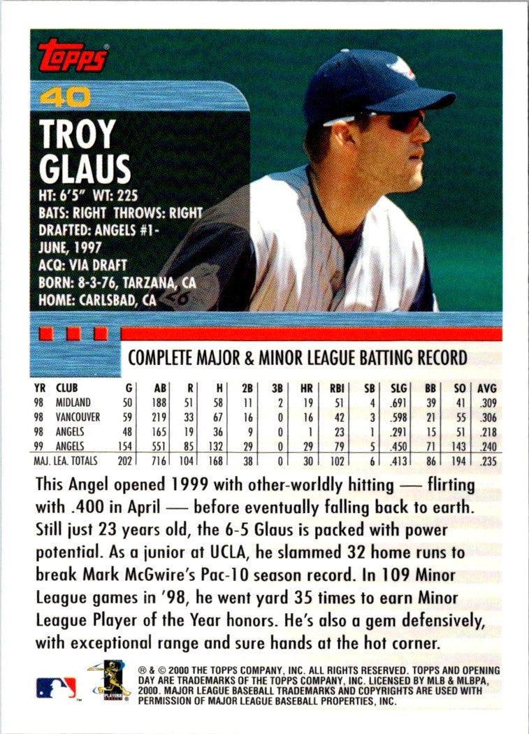 2000 Topps Opening Day Troy Glaus