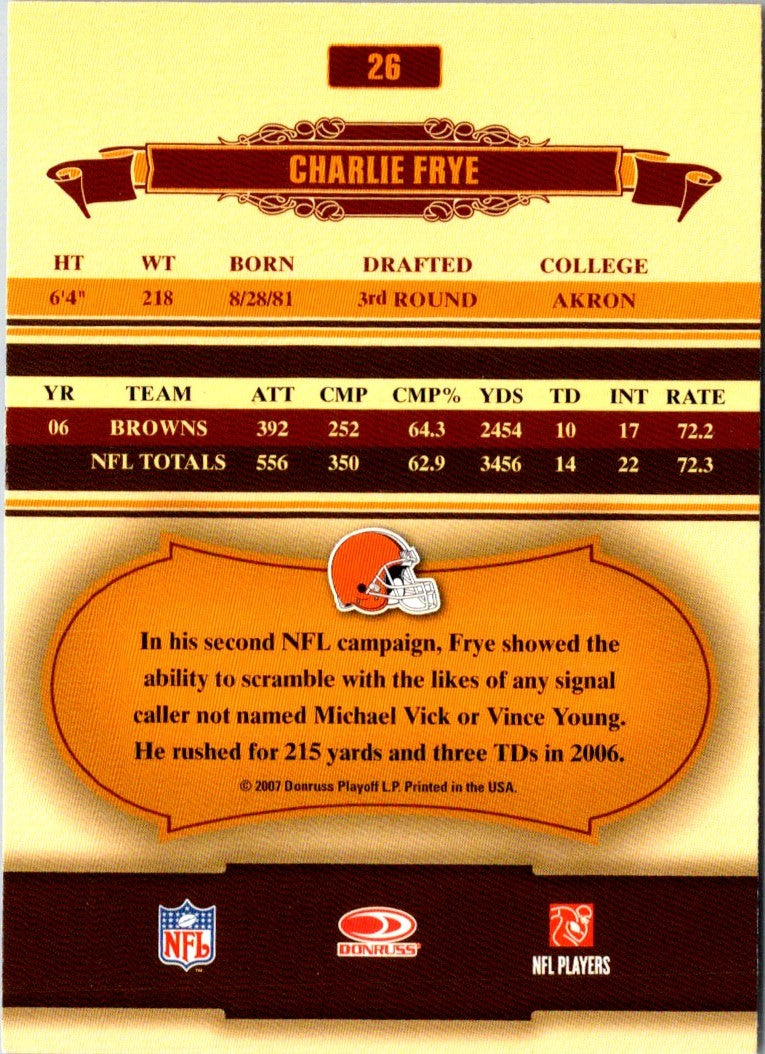 2007 Donruss Classics Charlie Frye