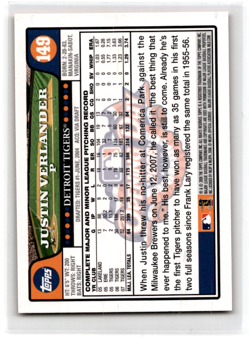 2008 Topps Opening Day Justin Verlander