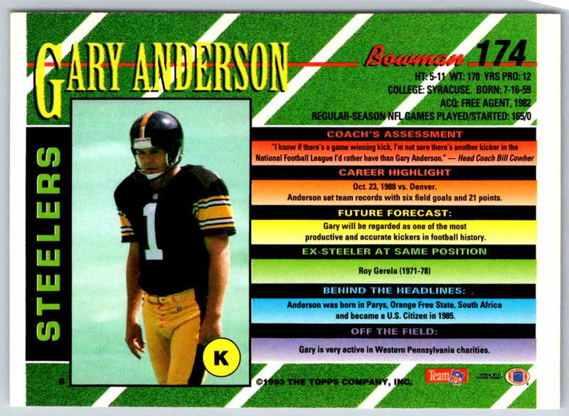 1993 Bowman Football Gary Anderson