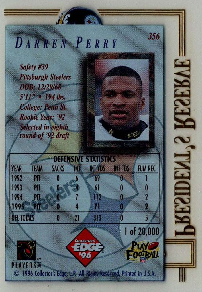 1996 Collector's Edge President's Reserve Darren Perry