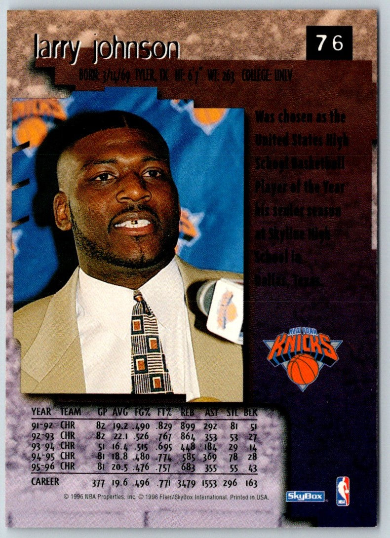 1996 SkyBox Premium Larry Johnson