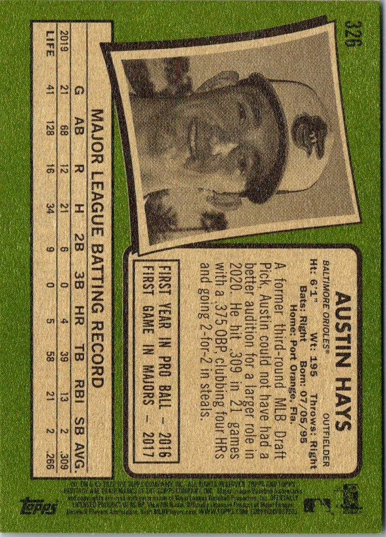 2020 Topps Heritage Austin Hays