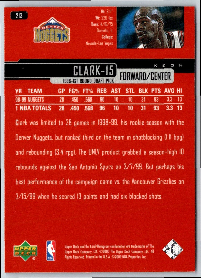 1999 Upper Deck Keon Clark