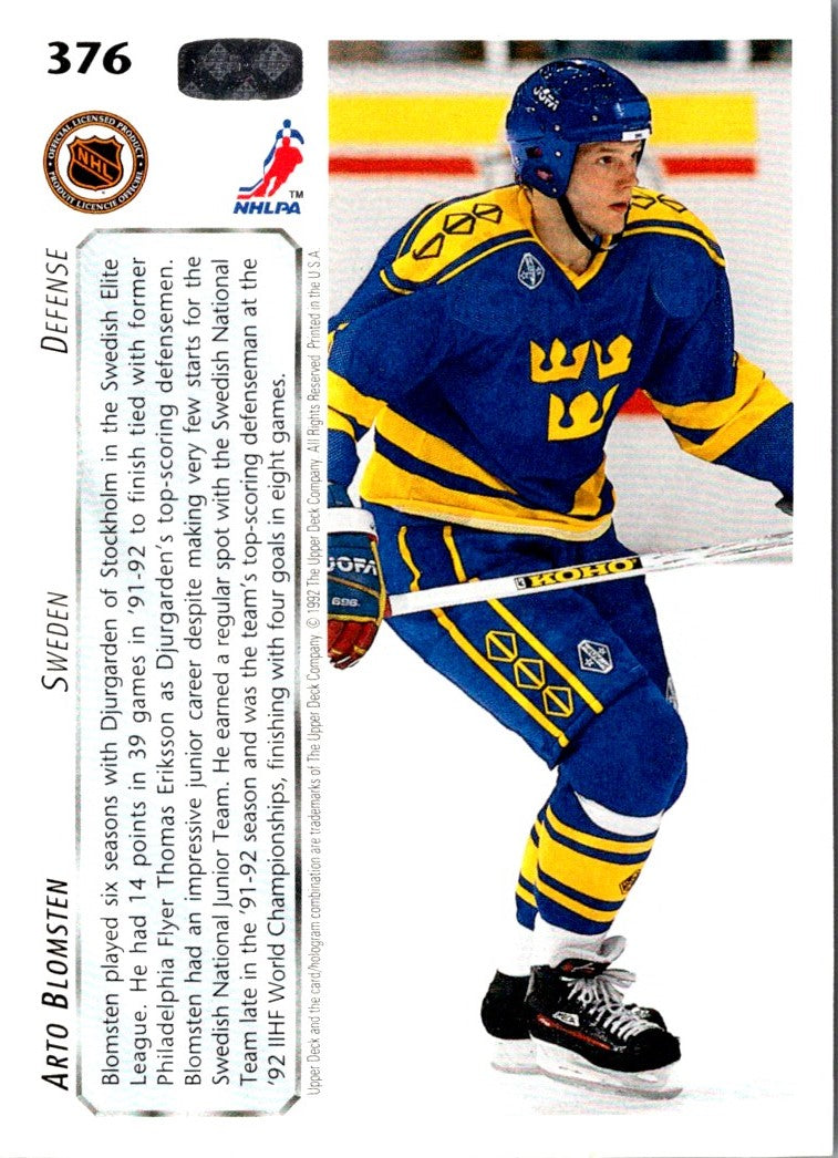 1992 Upper Deck Arto Blomsten