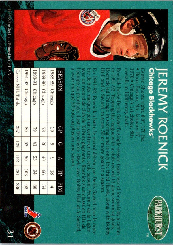 1993 Parkhurst Jeremy Roenick #309