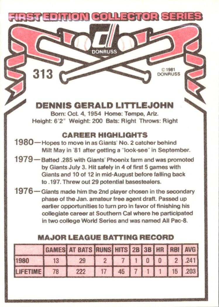 1981 Donruss Dennis Littlejohn