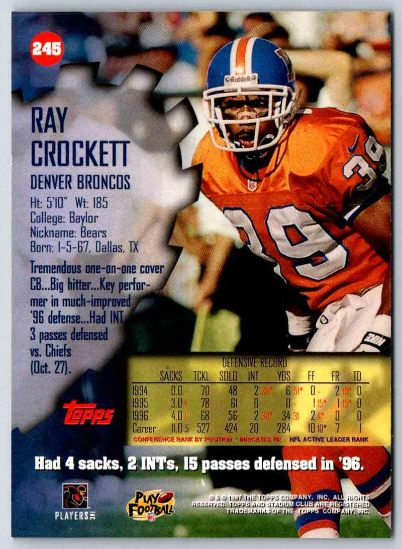 1997 Topps Stadium Club Football Ray Crockett