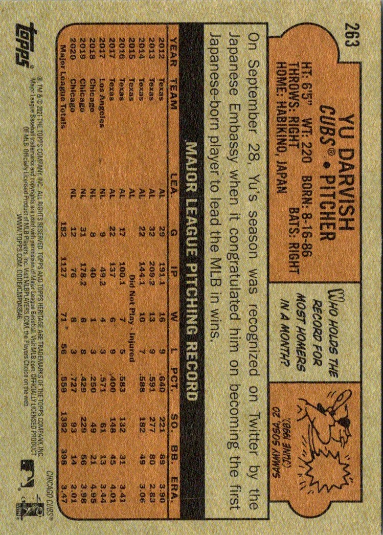 2021 Topps Heritage Yu Darvish