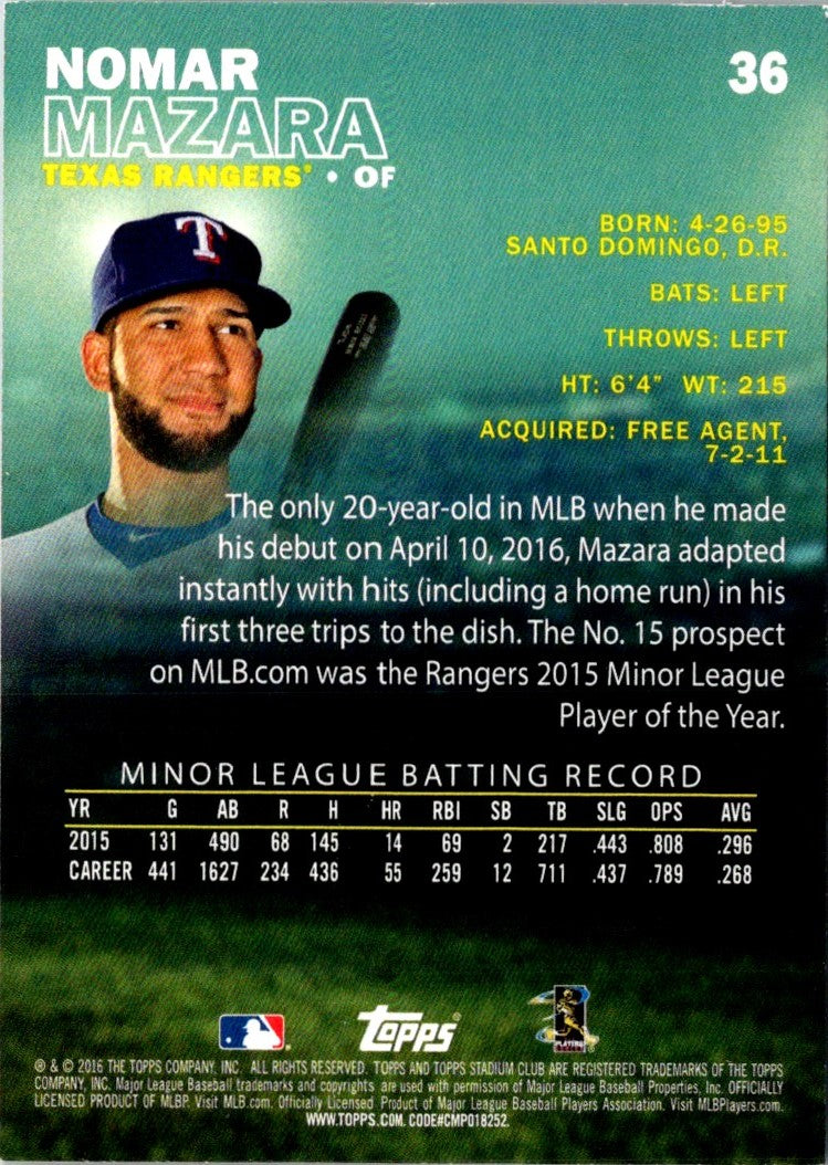 2016 Stadium Club Nomar Mazara