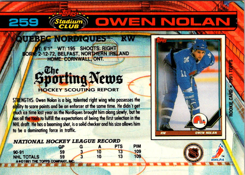 1991 Stadium Club Owen Nolan