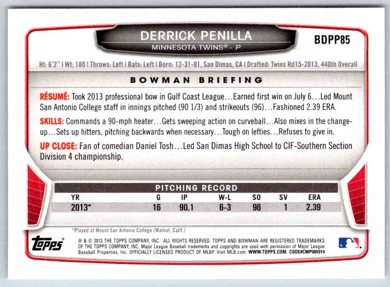 2013 Bowman Derrick Penilla