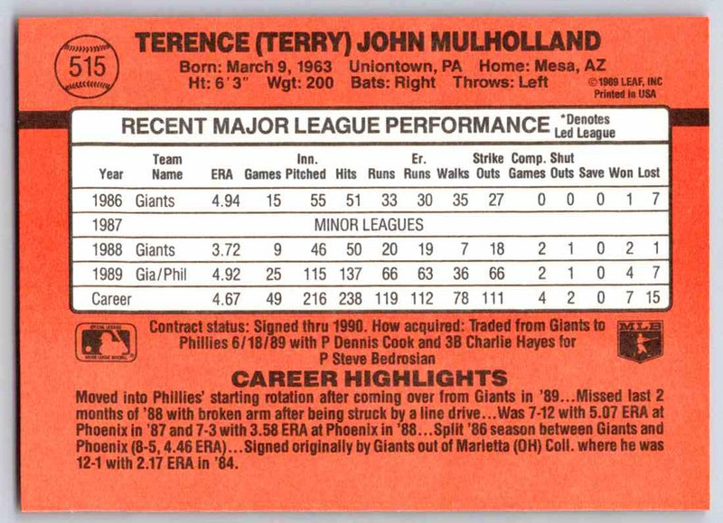 1990 Donruss Terry Mulholland