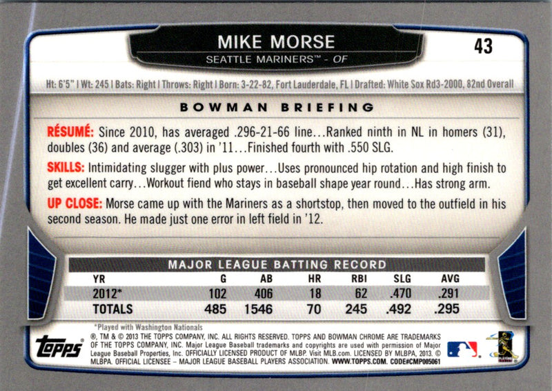 2013 Bowman Chrome Mike Morse