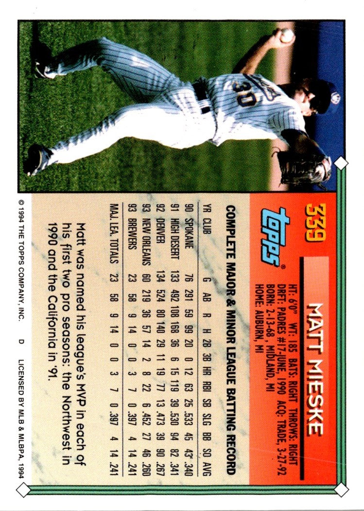 1994 Topps Matt Mieske