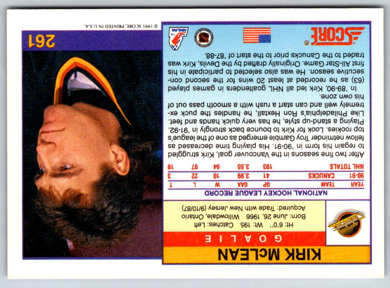 1991 Score Canadian Bilingual Kirk McLean