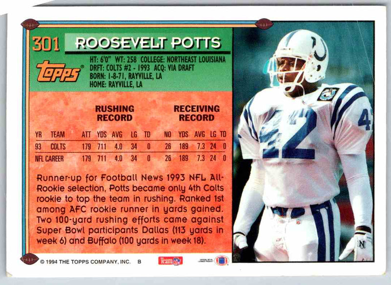 1994 Topps Roosevelt Potts