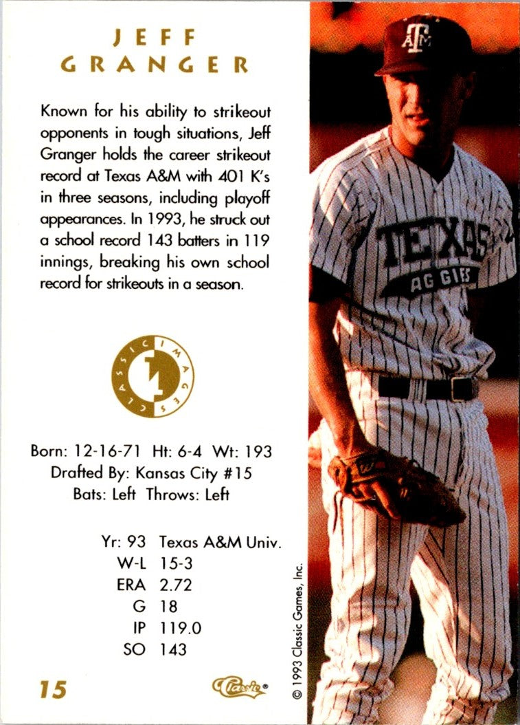 1994 Classic Best Fayetteville Generals Greg Granger