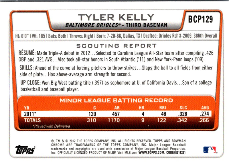 2012 Bowman Chrome Prospects Tyler Kelly