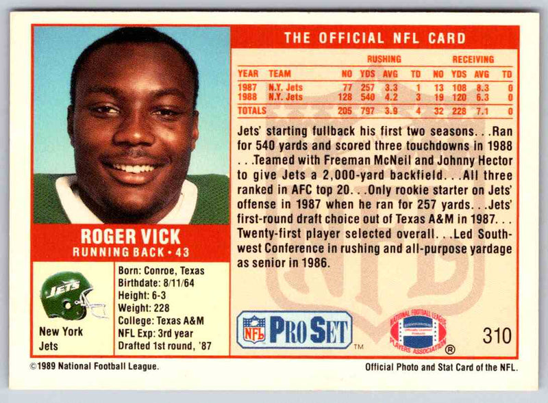 1989 NFL Proset Roger Vick