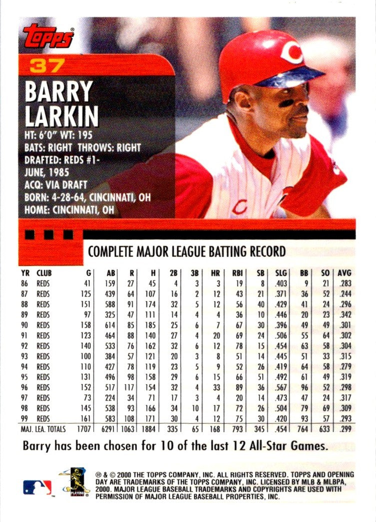 2000 Topps Opening Day Barry Larkin