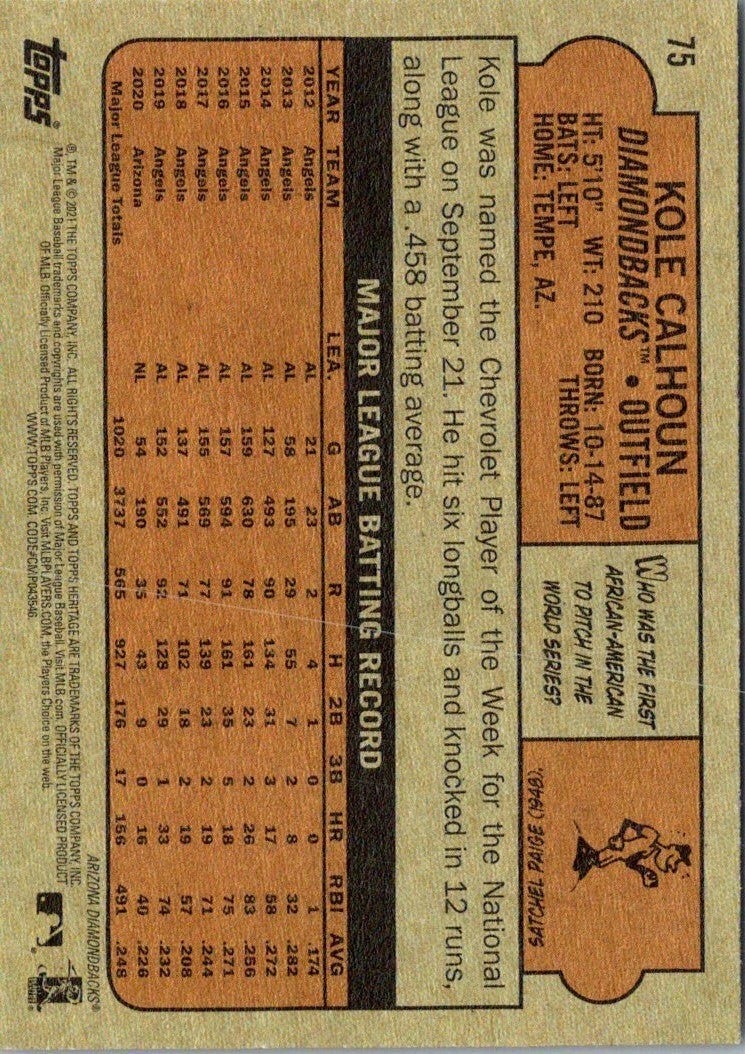 2021 Topps Heritage Kole Calhoun