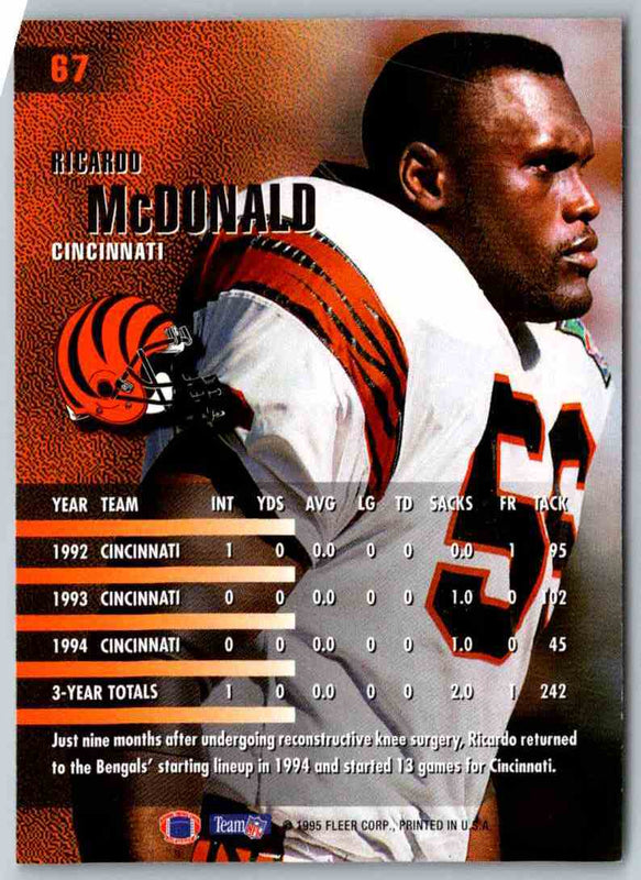 1995 Fleer Ricardo McDonald #67