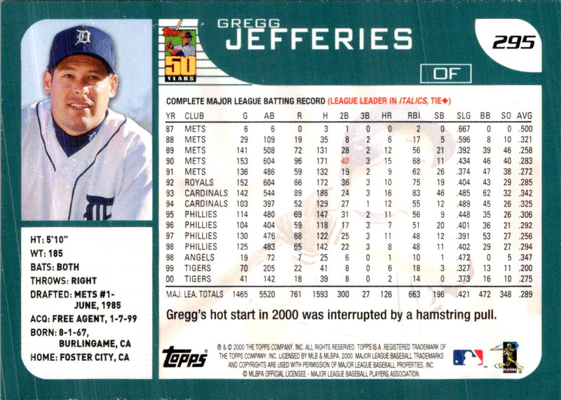 2001 Topps Gregg Jefferies