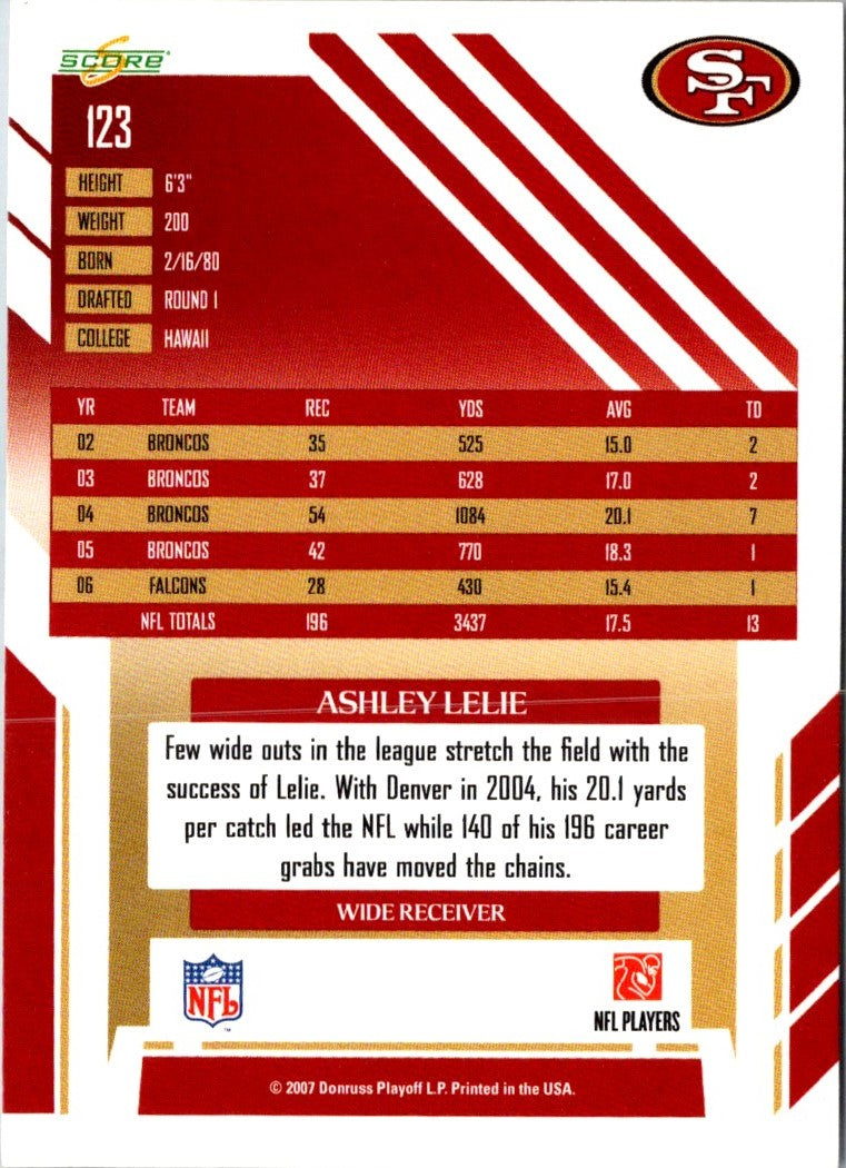 2007 Score Ashley Lelie