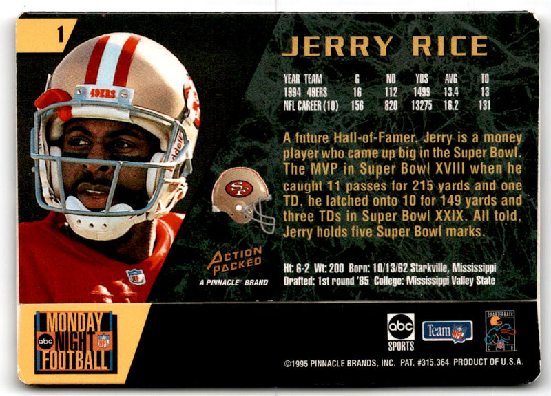 1995 Pinnacle Clear Shots Jerry Rice