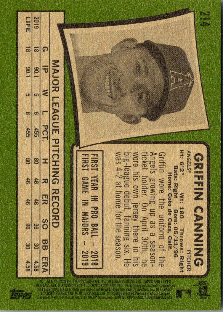 2020 Topps Heritage Griffin Canning