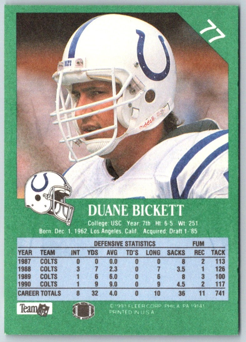 1991 Fleer Duane Bickett