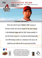 2008 Upper Deck Brandon Webb #781