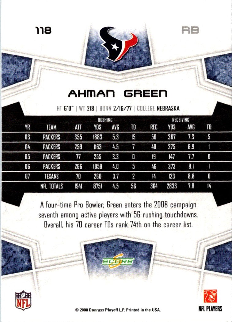 2008 Score Super Bowl XLIII Ahman Green